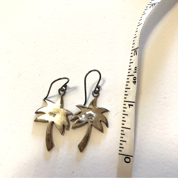 90s Abalone and Sterling Palm Earrings - Picture 4 of 7